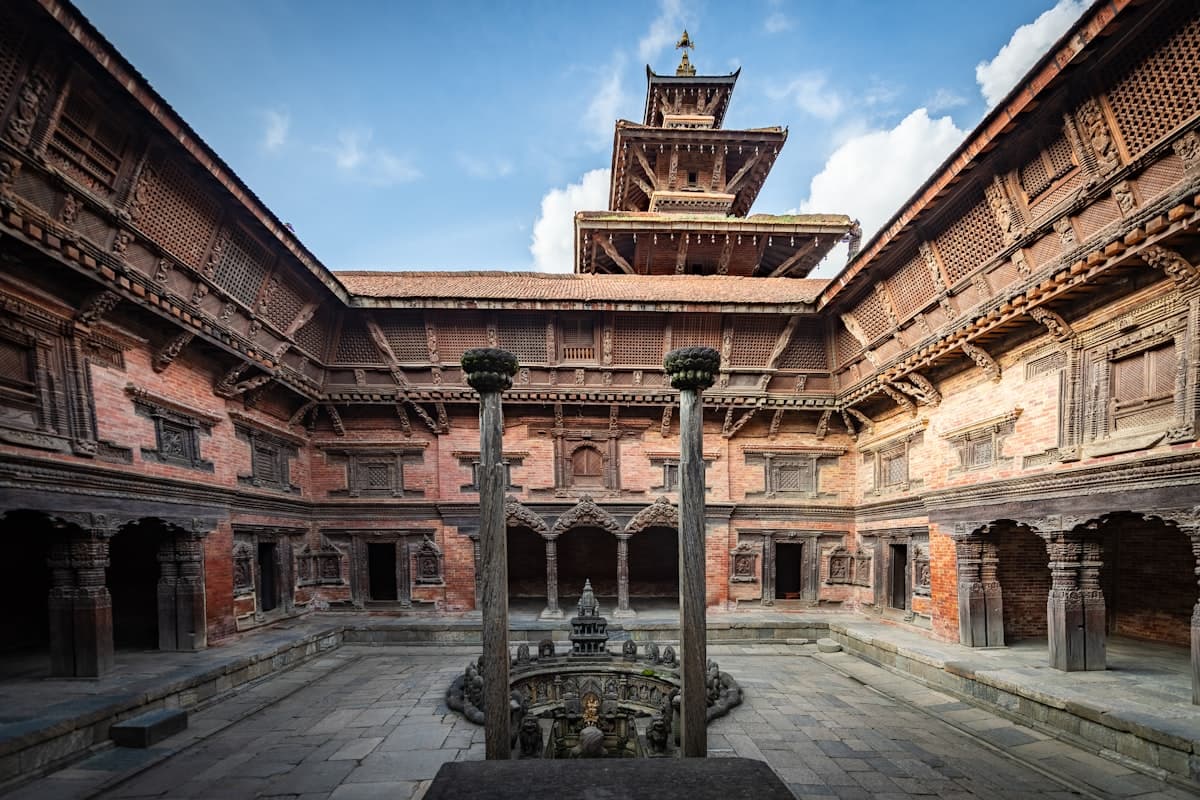 Courtyard with fountain at Patan Durbar Square
