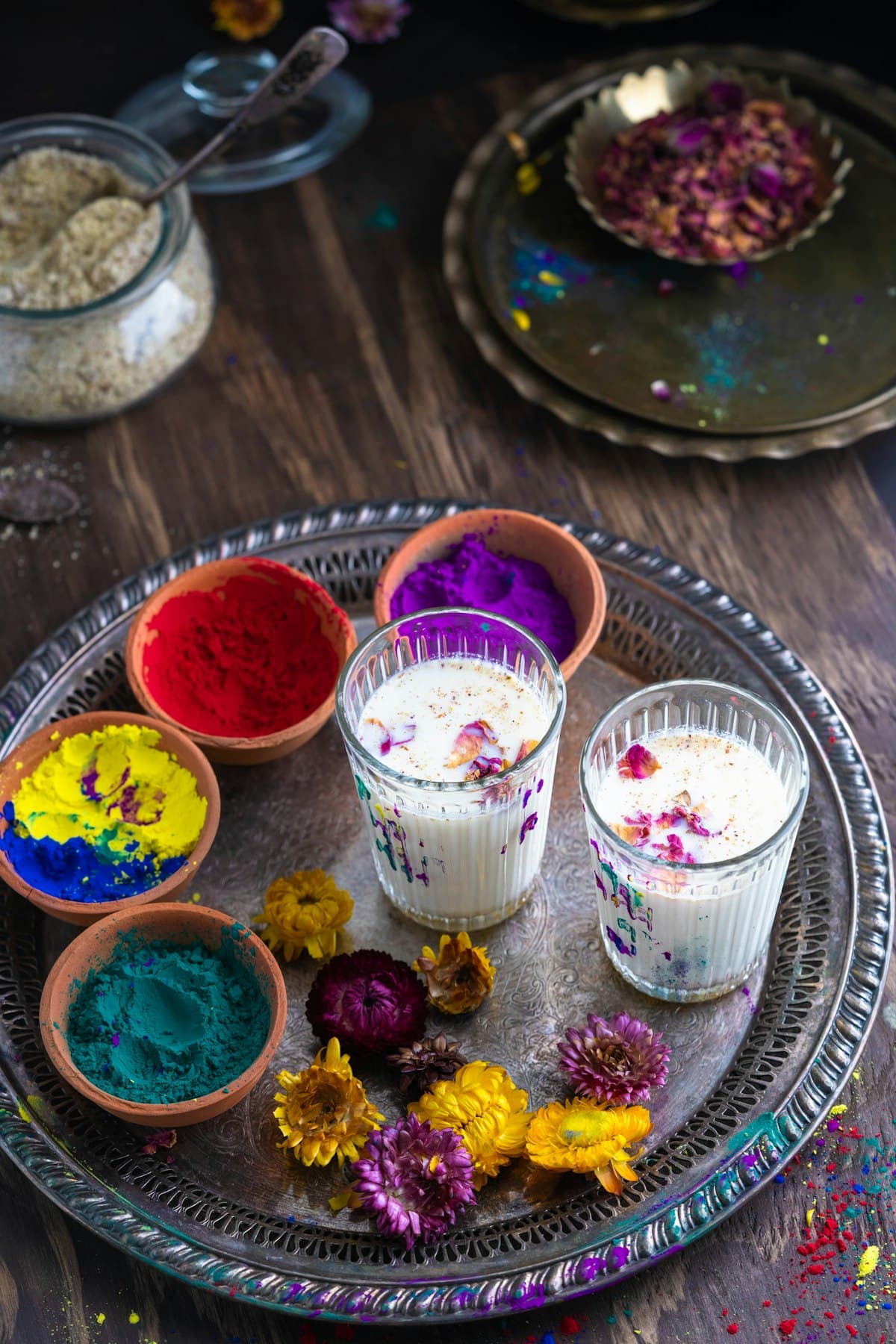 Traditional Holi drink on a wooden table