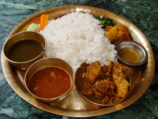 Traditional dal bhat set with sides