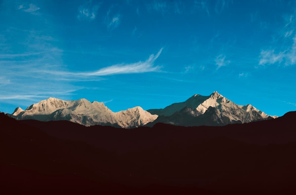 Kangchenjunga range against a clear blue sky