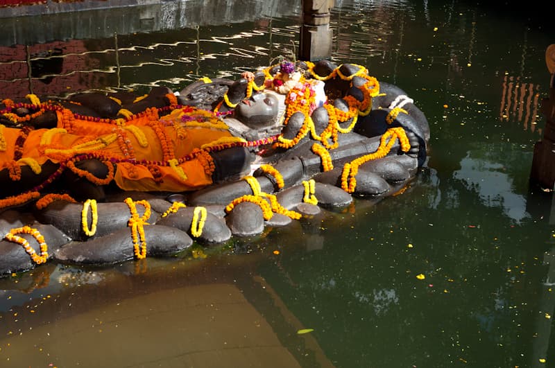 Sleeping Vishnu statue at Budhanilkantha Temple