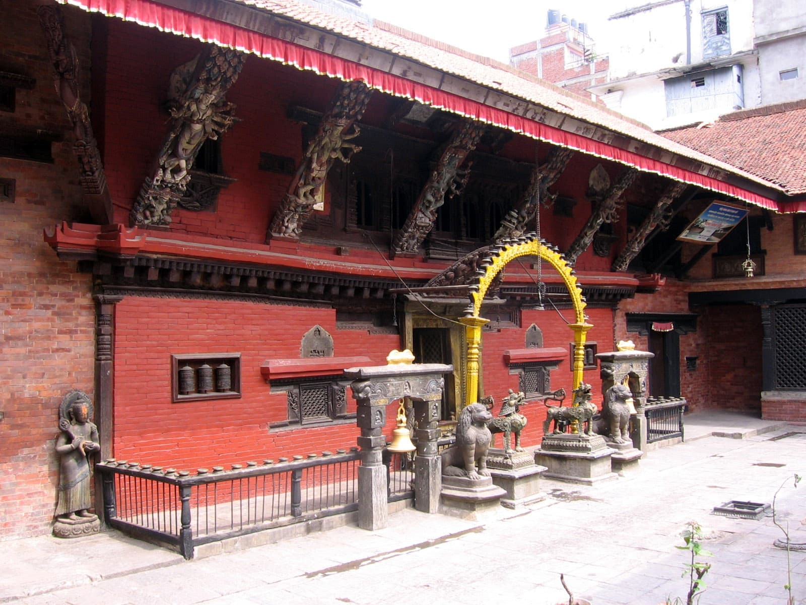 Traditional monastery building within Itum Bahal compound in Kathmandu