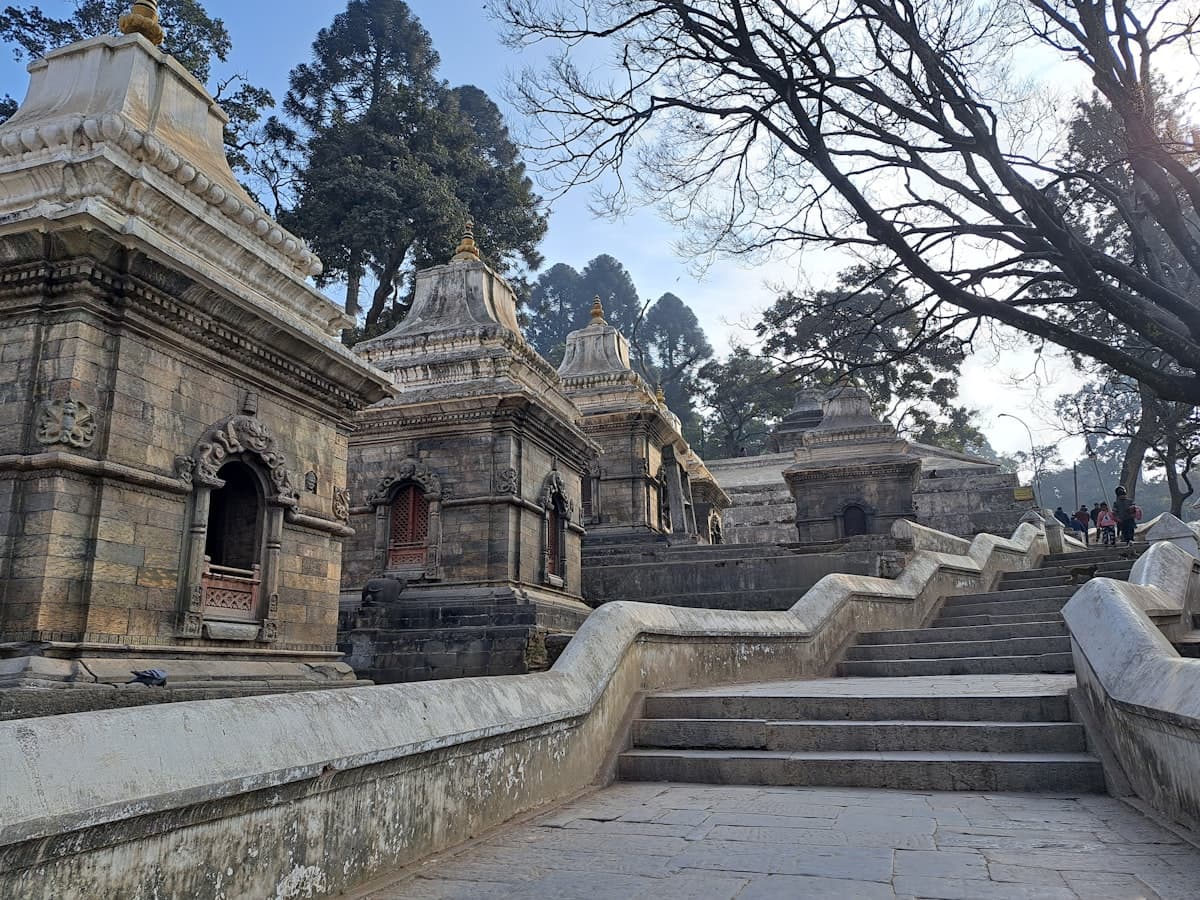 Stone staircase leading to Pashupatinath Temple