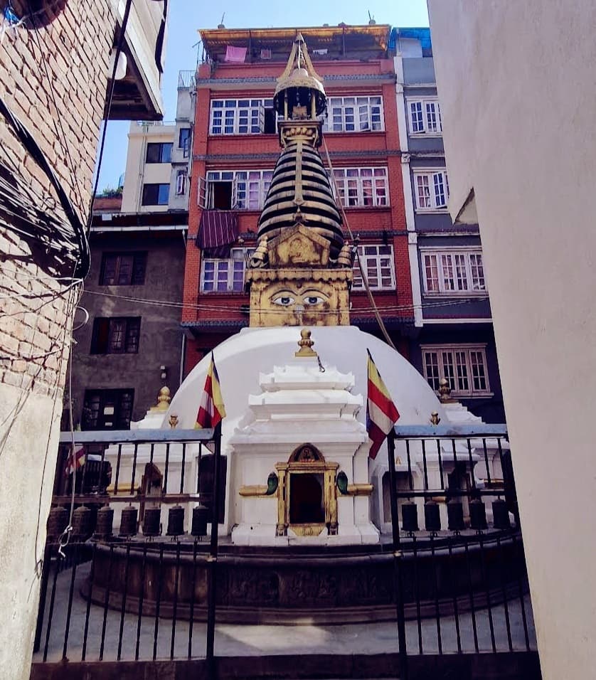 Buddha stupa inside Tukan Bahal (Ratnakara Mahabihar) in Hyumat, Kathmandu