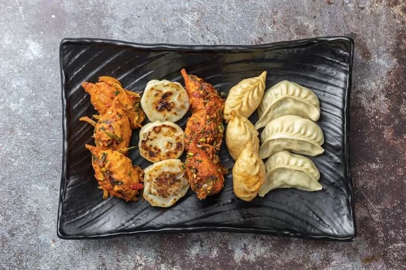 Fried momos golden and crispy